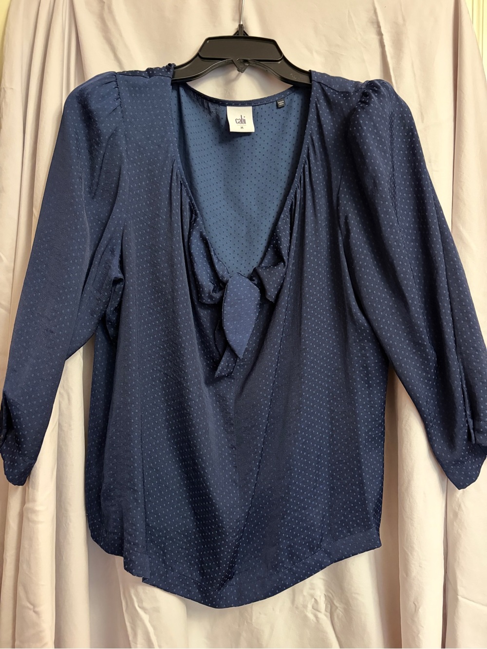 Cabi Navy Dot Tie-Front Blouse